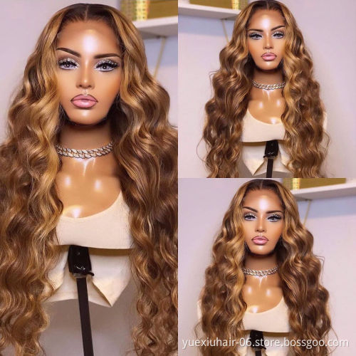Highlight 4/27 Water Wave HD Lace Frontal Human Hair Wigs Wholesale Brazilian Virgin 5x5 Full Transparent Lace Front Wig Vendors